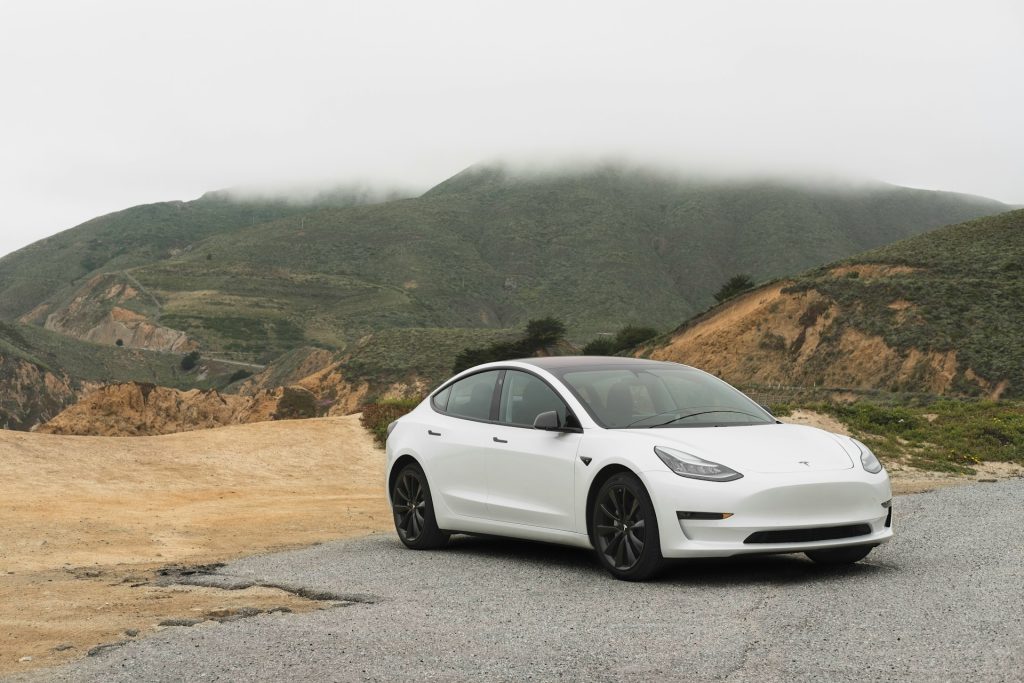 white Tesla model3
