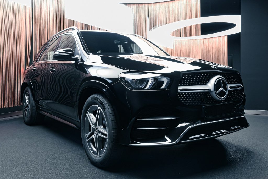 luxury SUV in a showroom