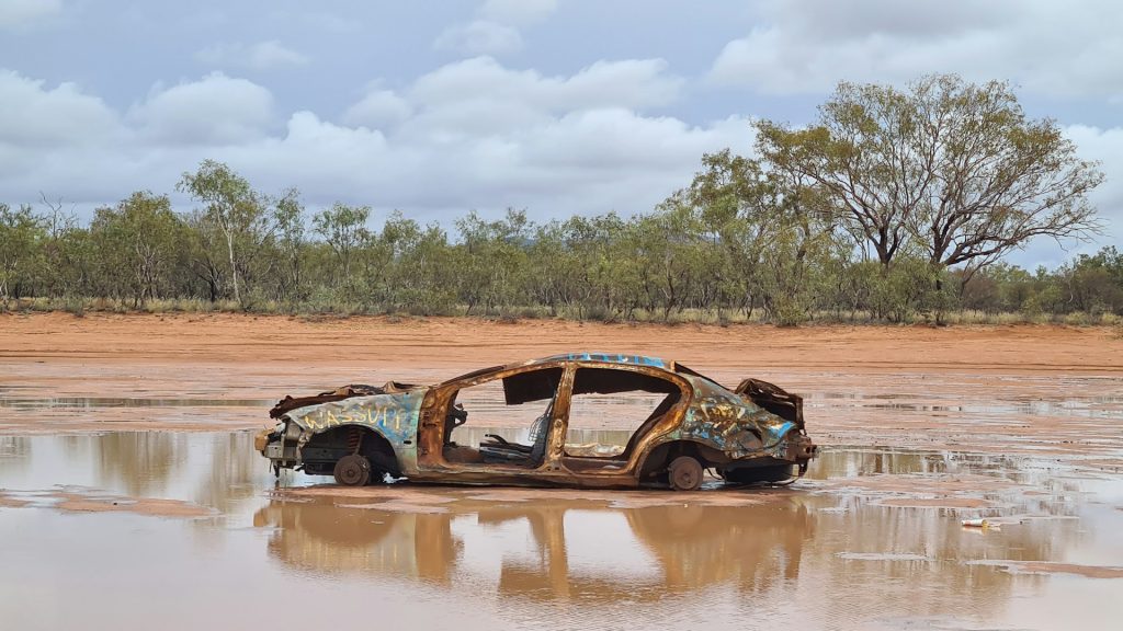 car left after flood