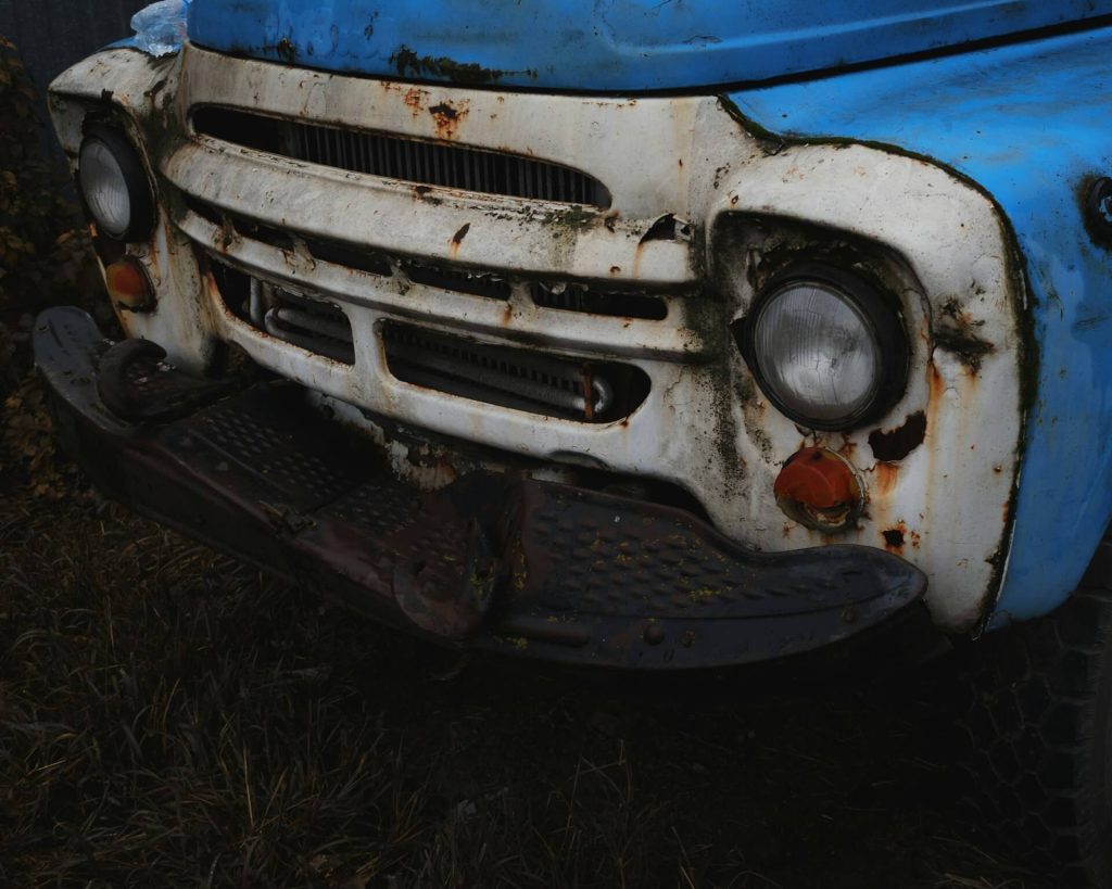 close-up of a rusty car