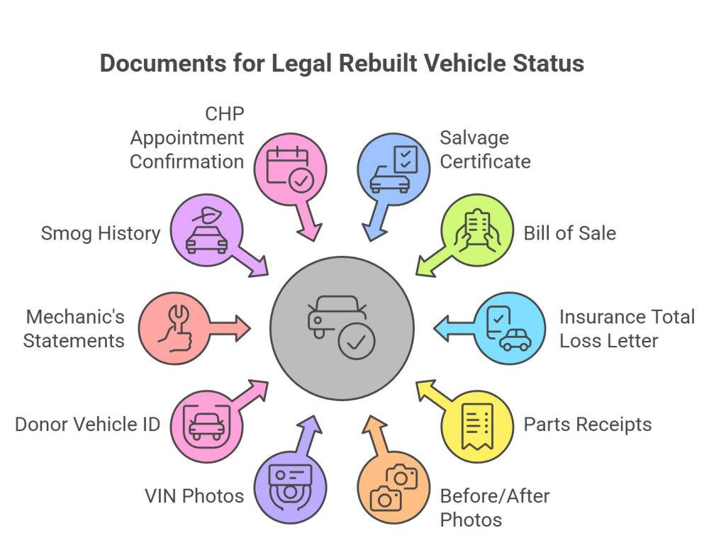 infographic listing documents needed to clear a salvage title