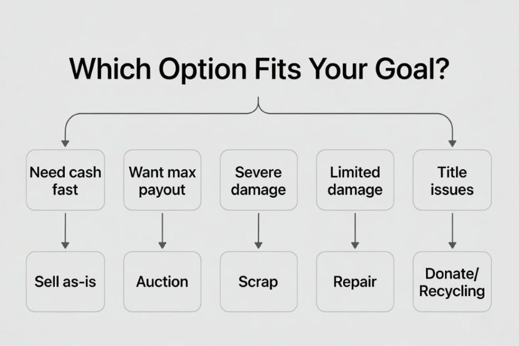 flowchart matching car disposal options to owner goals