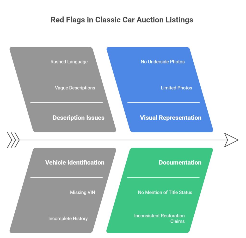 infographic showing red flags in classic car auction listings